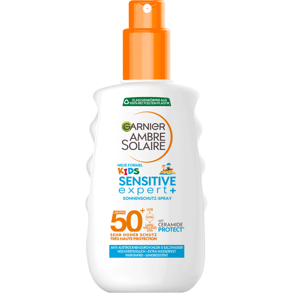 Bild: GARNIER AMBRE SOLAIRE Kids Sensitive expert+ Sonnenschutz-Spray LSF 50+