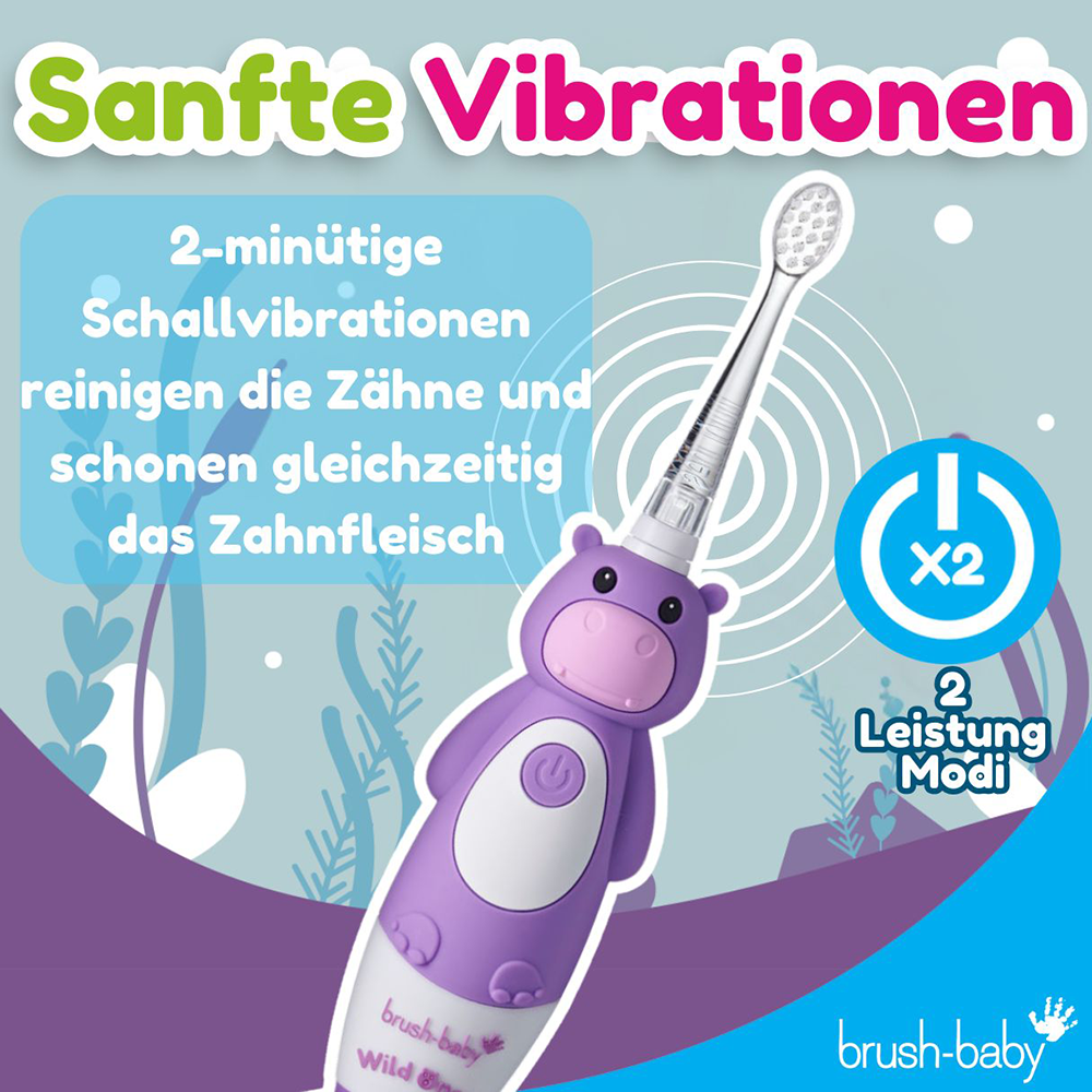 Bild: brush-baby Wild Ones Wiederaufladbare Elektrische Zahnbürste Holly Hippo