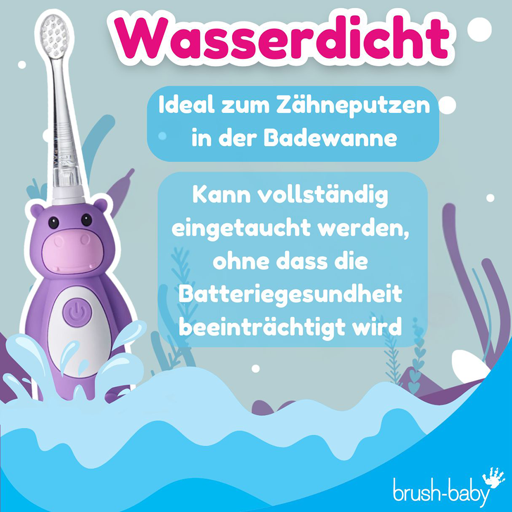 Bild: brush-baby Wild Ones Wiederaufladbare Elektrische Zahnbürste Holly Hippo