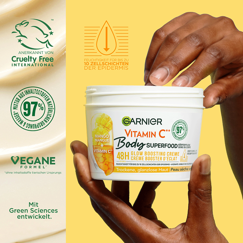 Bild: GARNIER Body Superfood Mango Vitamin C Körperpflege