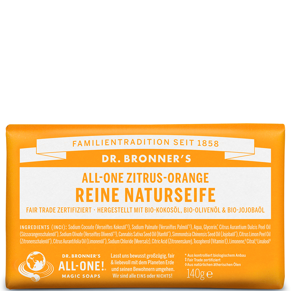 Bild: Dr. Bronner's Seifenstück Zitrus Orange