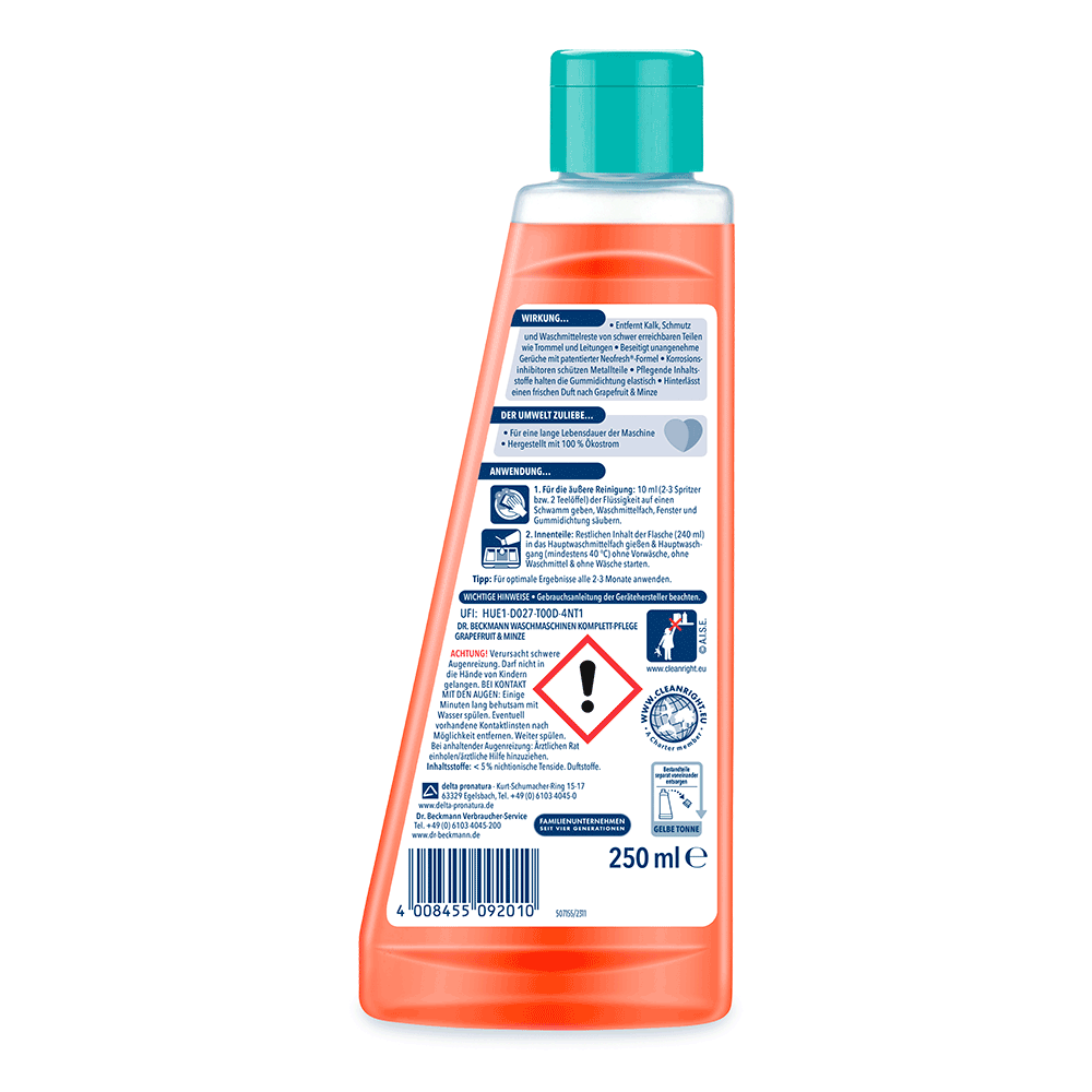 Bild: Dr. Beckmann Waschmaschinen Komplett-Pflege Grapefruit und Minze