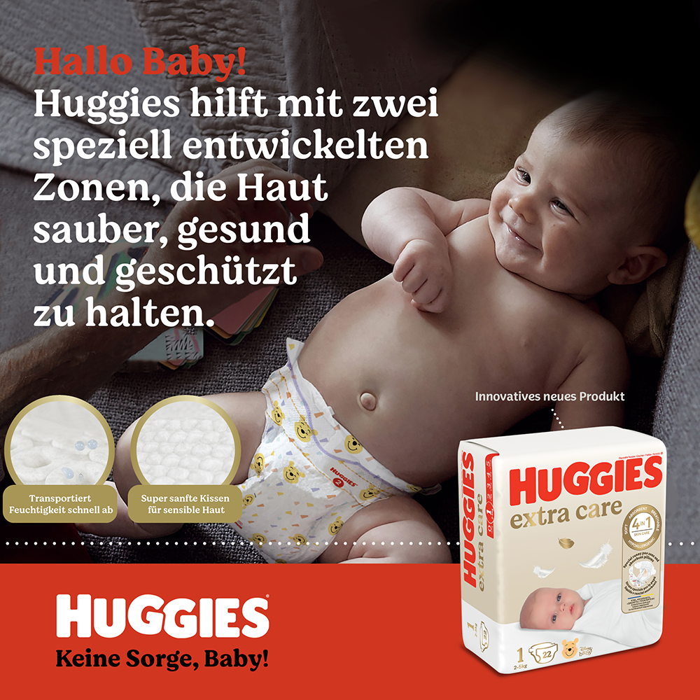 Bild: Huggies Extra Care Windel Größe 3, 6kg - 10kg