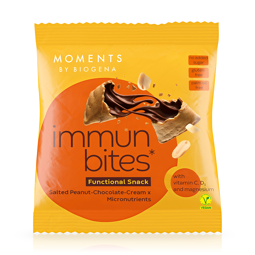 Bild: Biogena Immun Bites Salted Peanut, Chocolate, Cream x Micronutrients