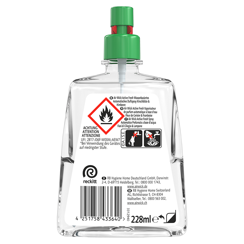 Bild: AIRWICK Active Fresh Automatisches Duftspray Nachfüllung Kirschblüte und Himbeere