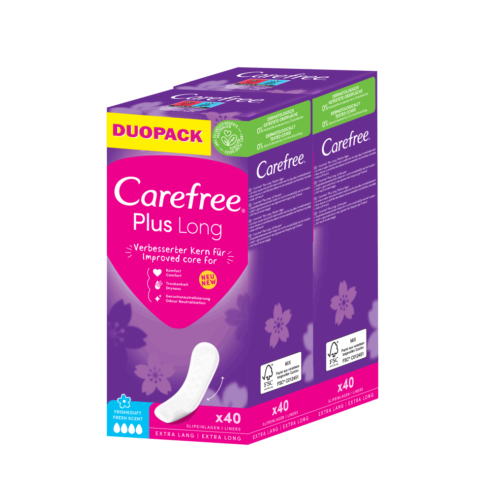 Bild: Carefree Slipeinlagen Plus Long mit Frischeduft DUO