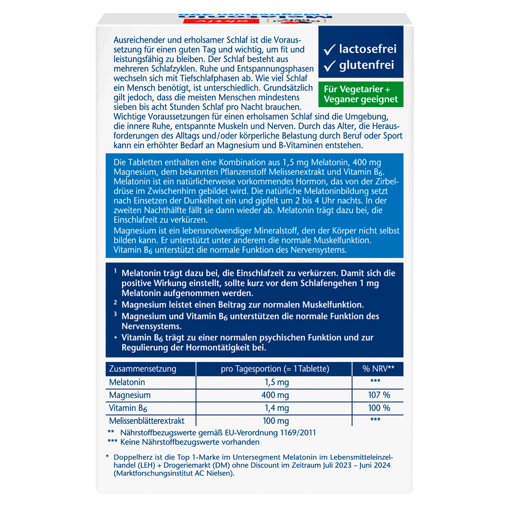 Bild: DOPPELHERZ Melatonin + Magnesium 400