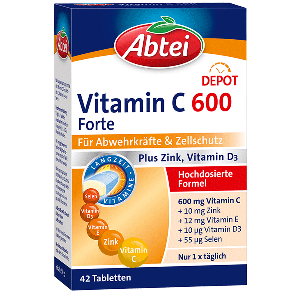 Bild: Abtei Vitamin C 600 forte plus Tabletten