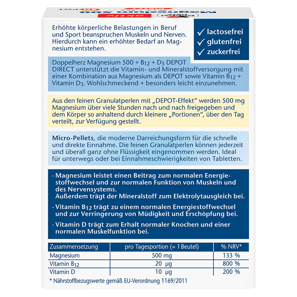 Bild: DOPPELHERZ Magnesium 500 + B12 + D3 Direkt