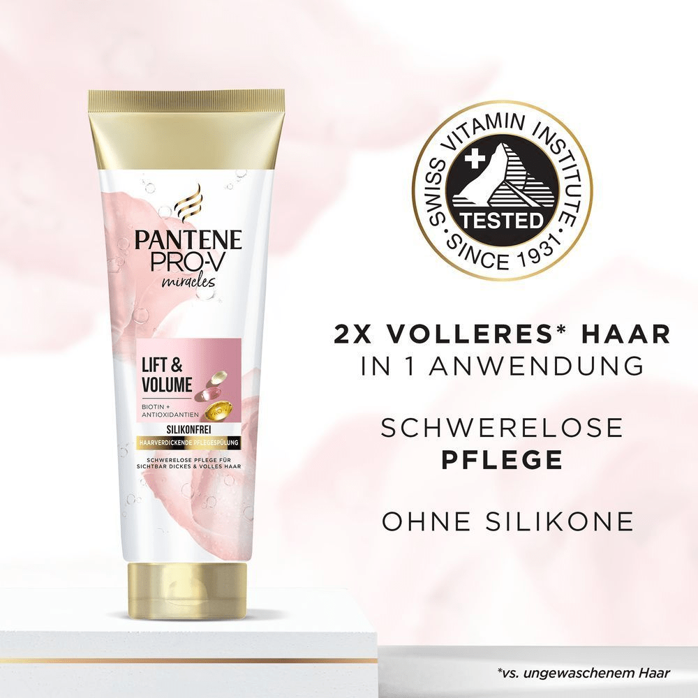 Bild: PANTENE PRO-V Lift & Volume Pflegespülung Mit Biotin + Rosenwasser