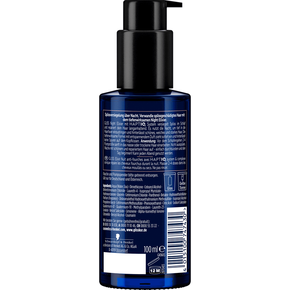 Bild: Schwarzkopf GLISS Night Elixier Anti-Spliss Wunder