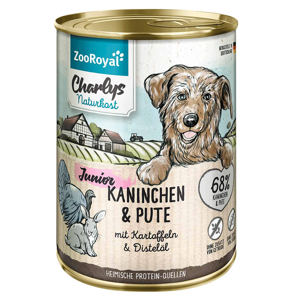 Bild: ZooRoyal Charlys Naturkost Junior Kaninchen & Pute Hundefutter