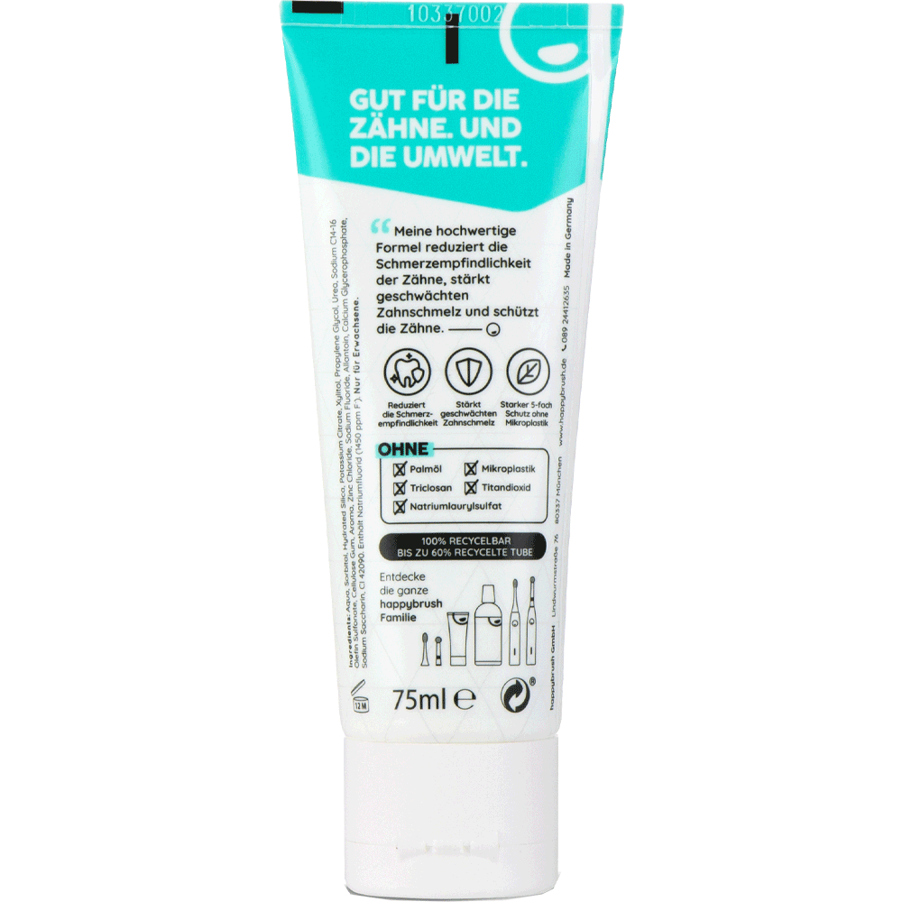 Bild: happybrush Zahnpasta Sensitive Care Zahnschmelzschutz