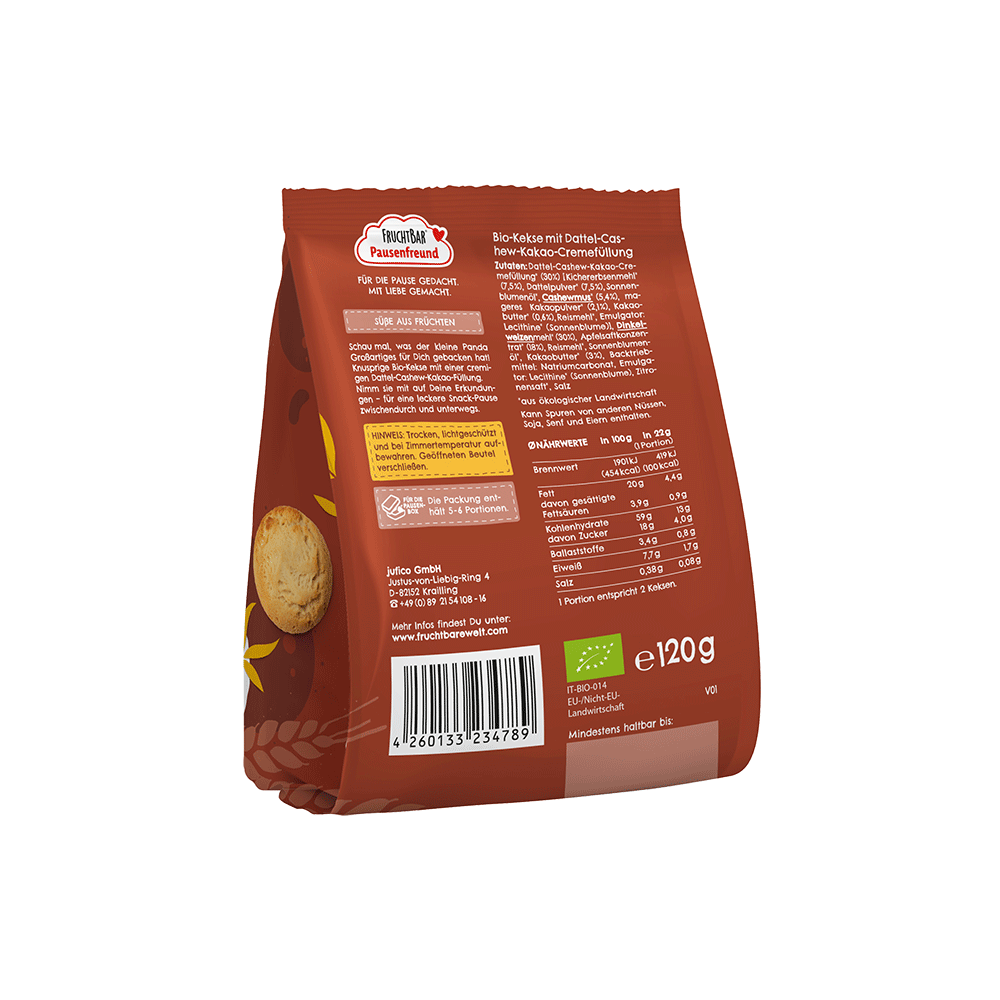 Bild: FruchtBar Gefüllter Bio-Keks mit Dattel, Cashew & Kakao