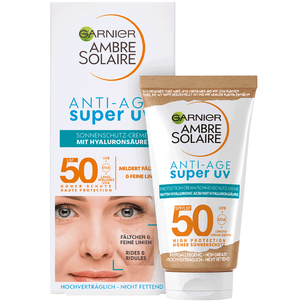 Bild: GARNIER AMBRE SOLAIRE Sensitiv Anti-Age Sonnencreme Gesicht