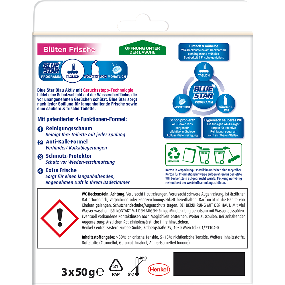 Bild: Blue Star Blau Aktiv WC-Steine Blüten Frische