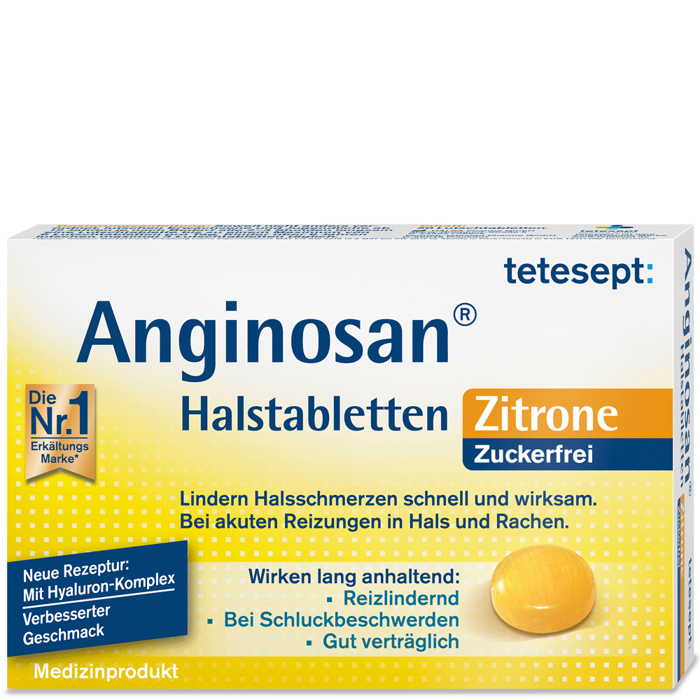 Bild: tetesept: Anginosan Halstabletten Zitrone