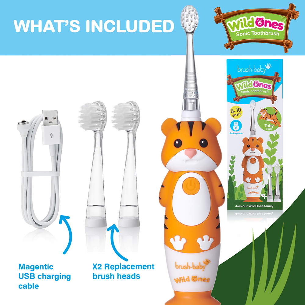 Bild: brush-baby Wild Ones Wiederaufladbare Elektrische Zahnbürste Toby Tiger