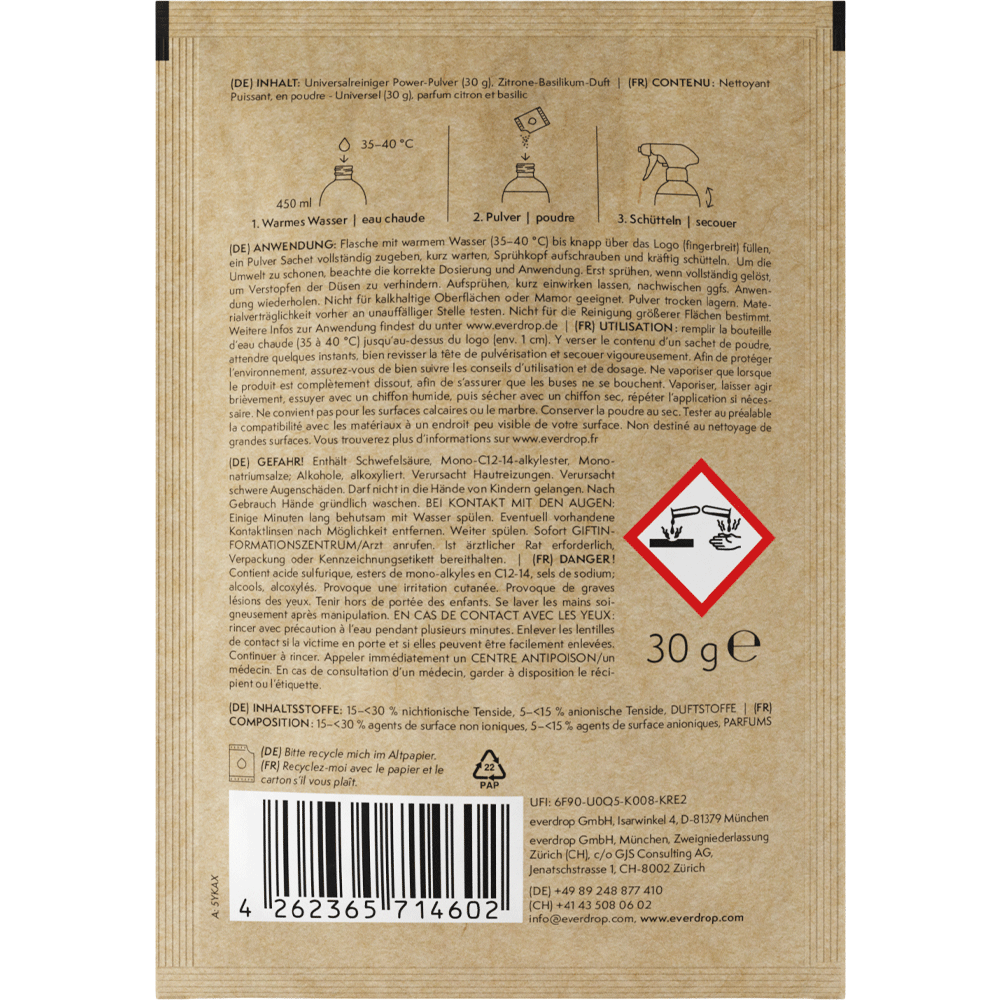 Bild: Everdrop Universal Reiniger Power Pulver Nachfüllung