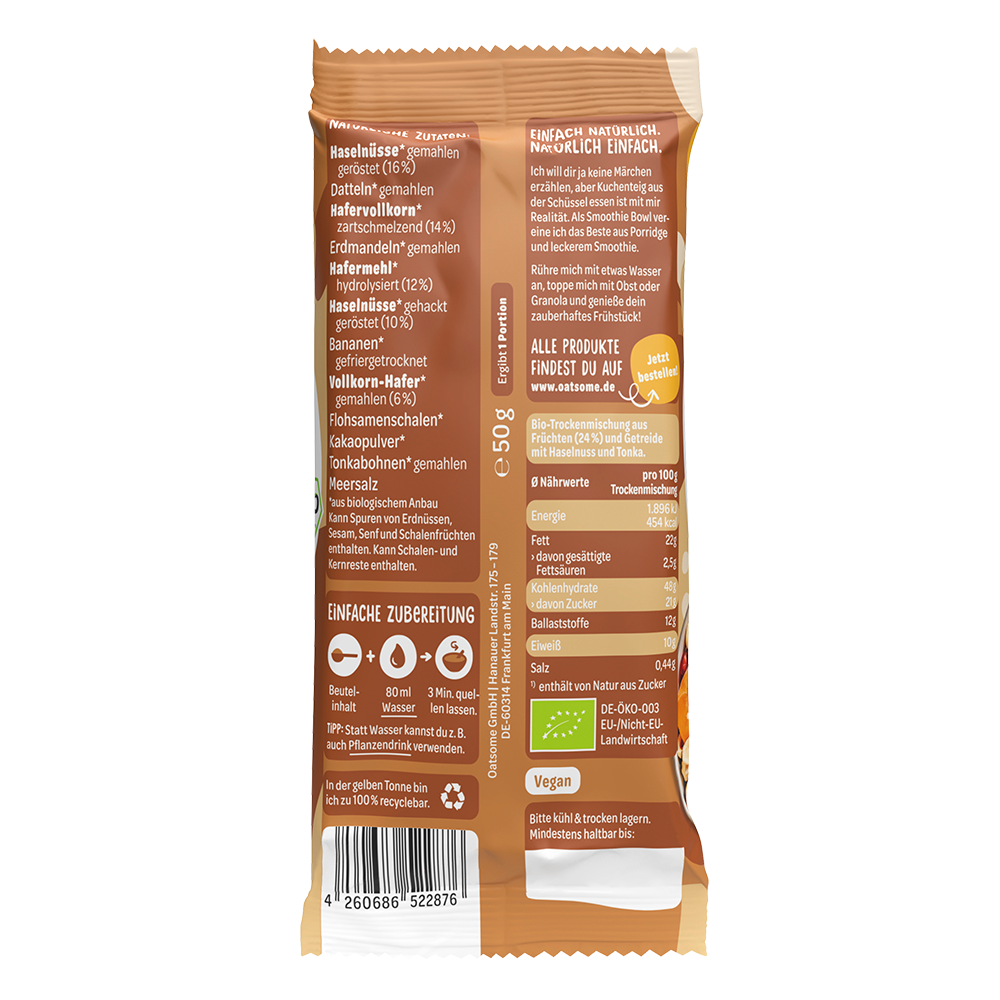 Bild: Oatsome Smoothie Bowl Holla Die Nussfee Haselnuss Tonka