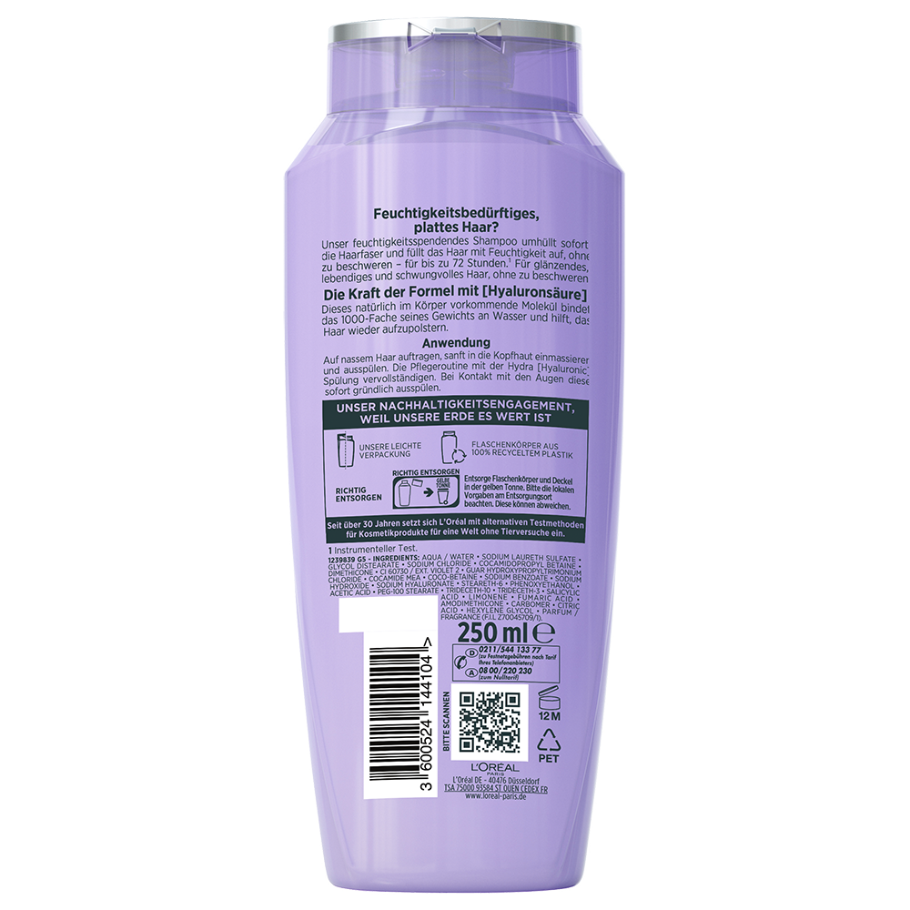 Bild: L'ORÉAL PARIS ELVITAL Hydra [Hyaluronic] 72H Feuchtigkeits-Auffüllendes Shampoo 