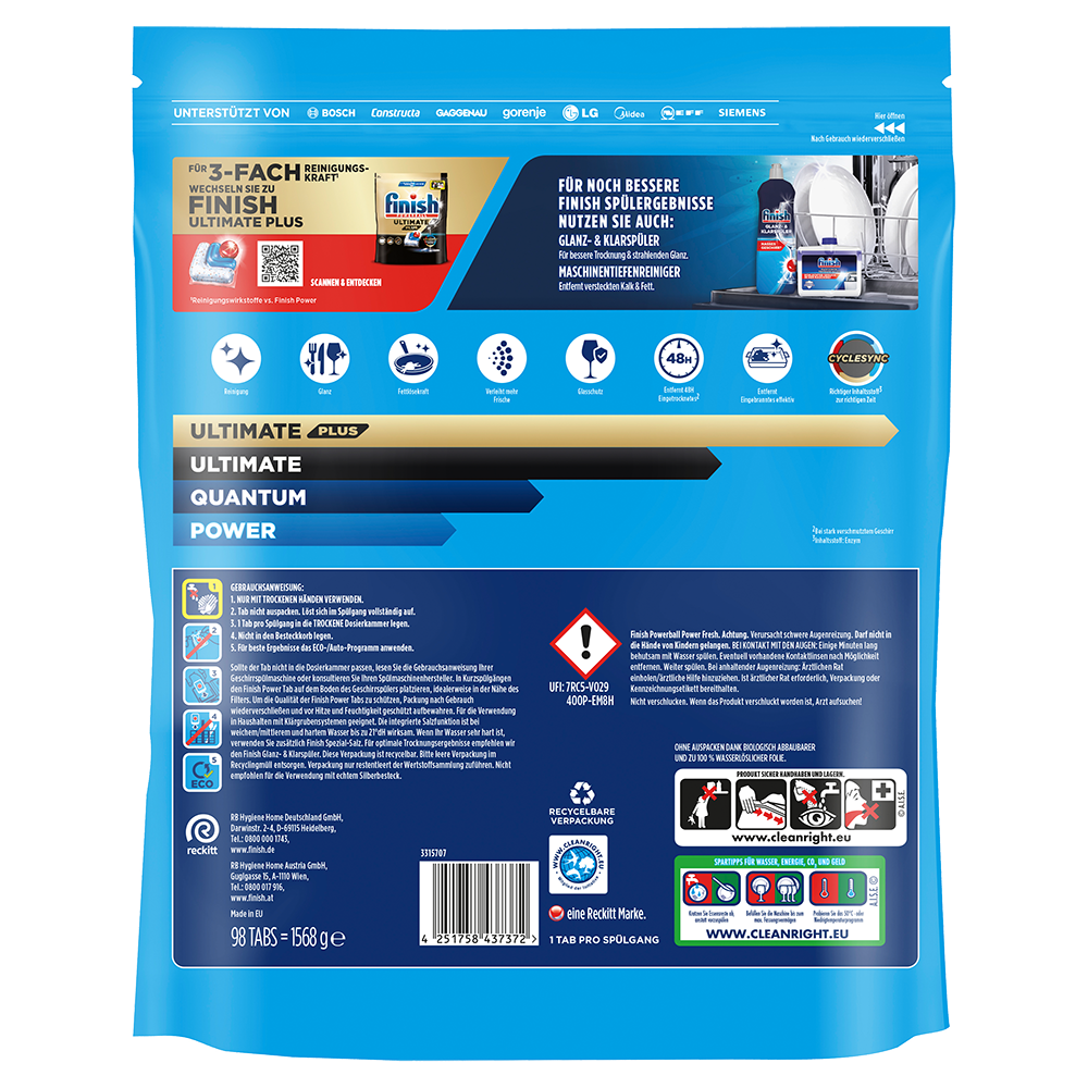 Bild: finish Powerball Power All In 1 Tabs Fresh