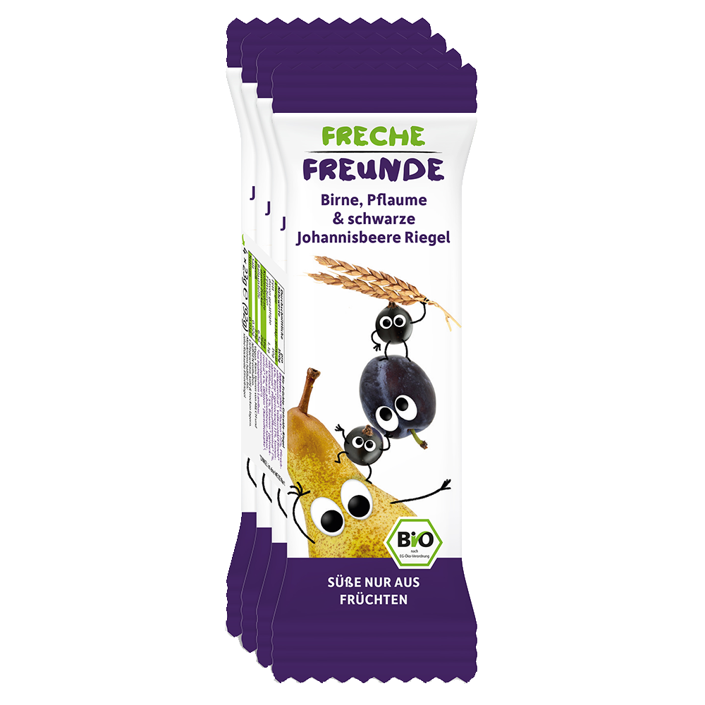 Bild: Freche Freunde Getreideriegel Birne, Pflaume & schwarze Johannisbeere