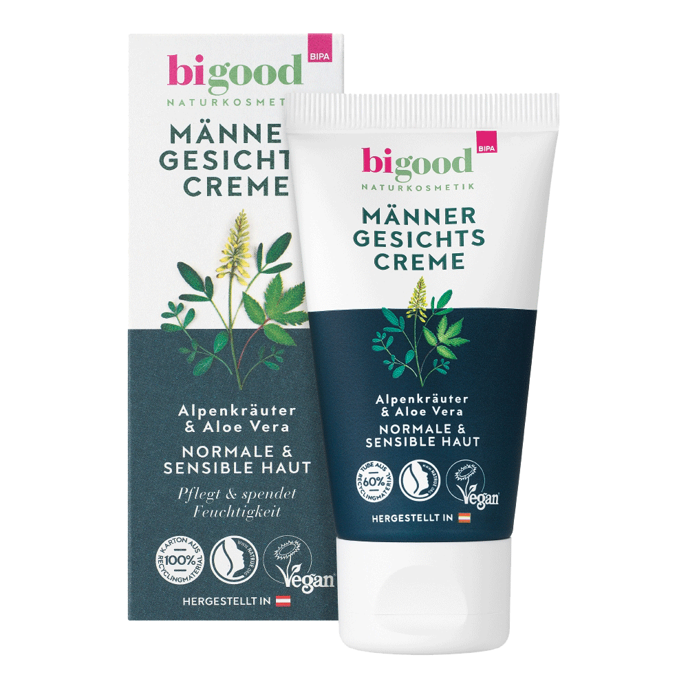 Bild: bi good Männer Gesichtscreme Alpenkräuter & Aloe Vera