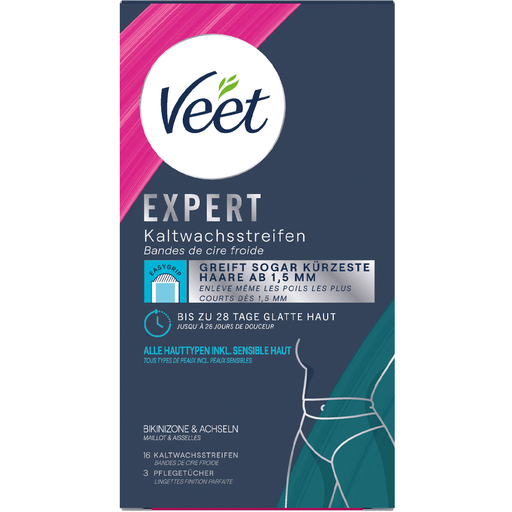 Bild: Veet Expert Kaltwachsstreifen für die Bikinizone