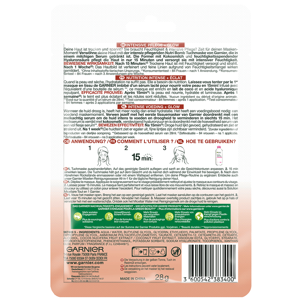 Bild: GARNIER Milky Coconut Tuchmaske