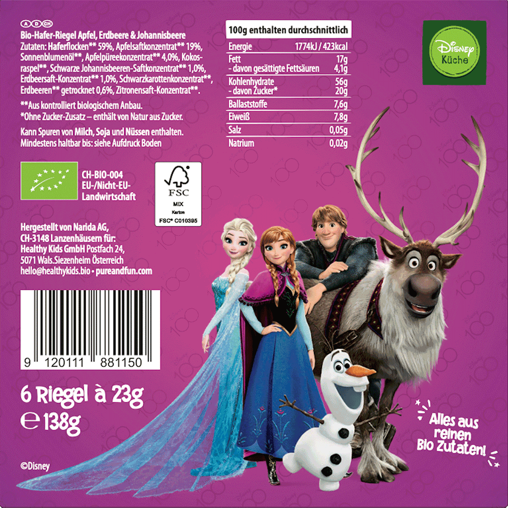 Bild: Pure & Fun Disney Bio Zauberstäbe Hafer-Riegel