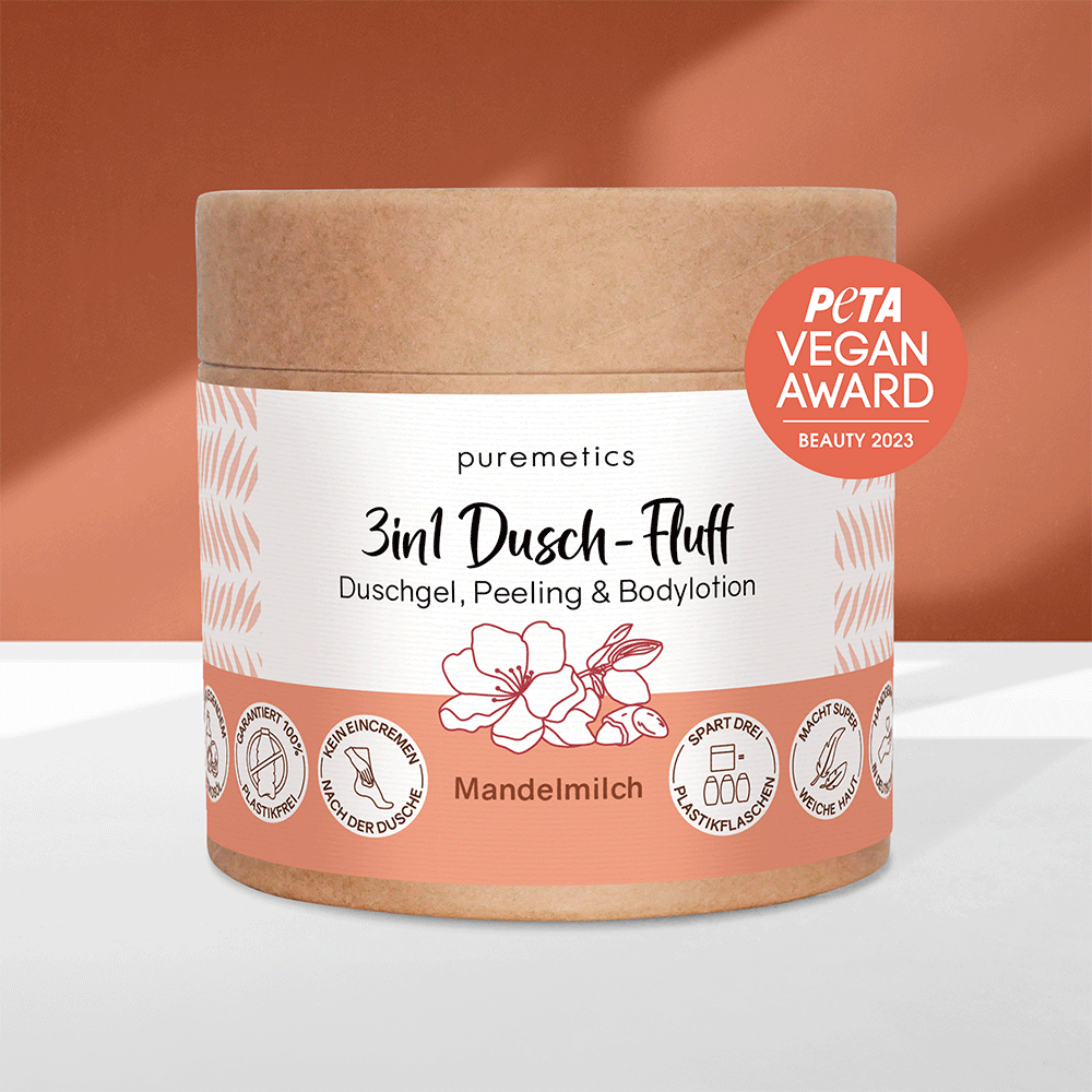 Bild: puremetics 3in1 Dusch Fluff Mandelmilch