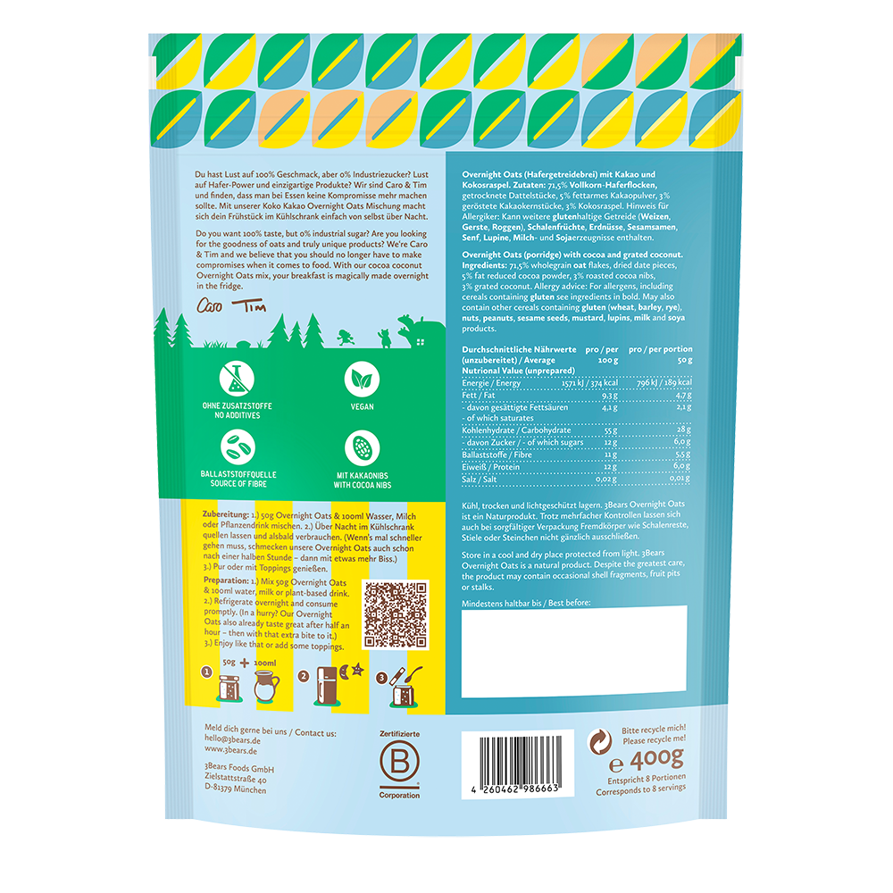 Bild: 3Bears Overnight Oats Koko Kakao