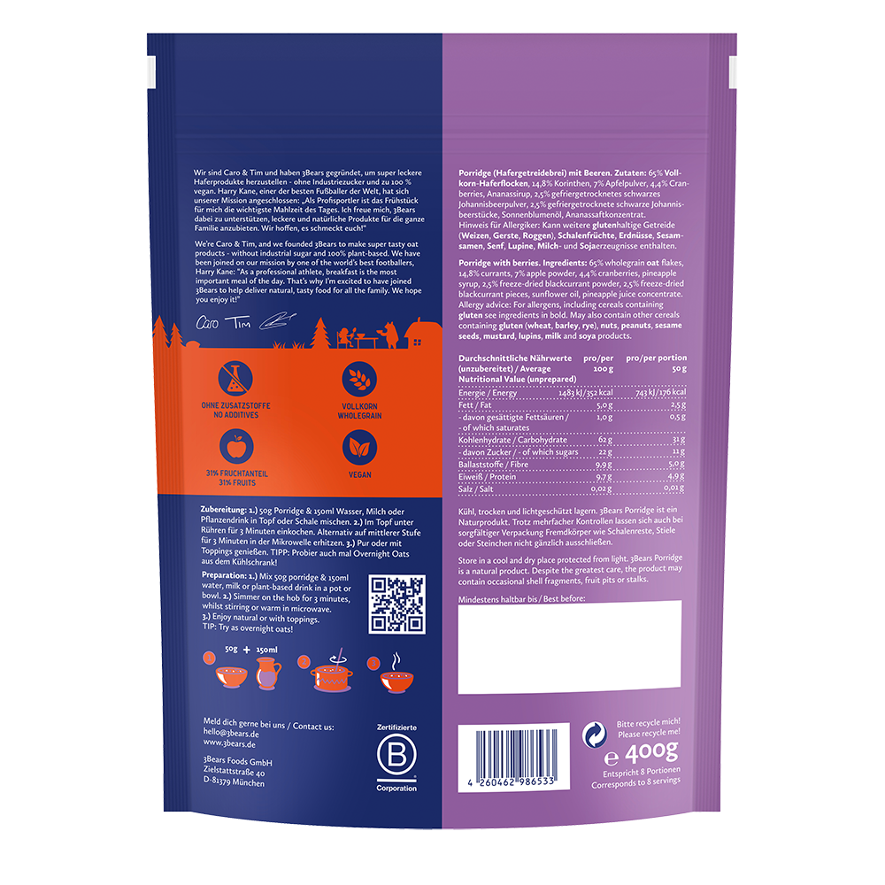 Bild: 3Bears Porridge Dreierlei Beere