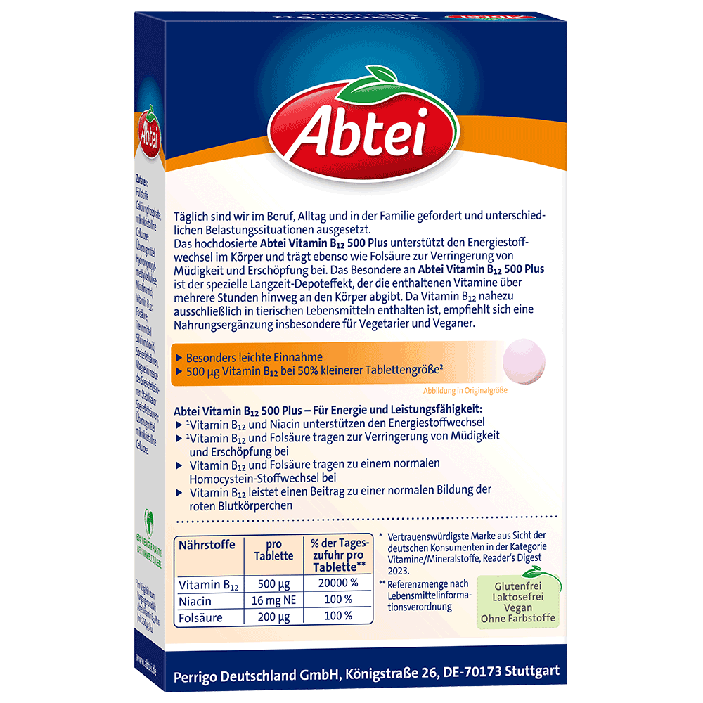 Bild: Abtei Vitamin B12 500 + Folsäure