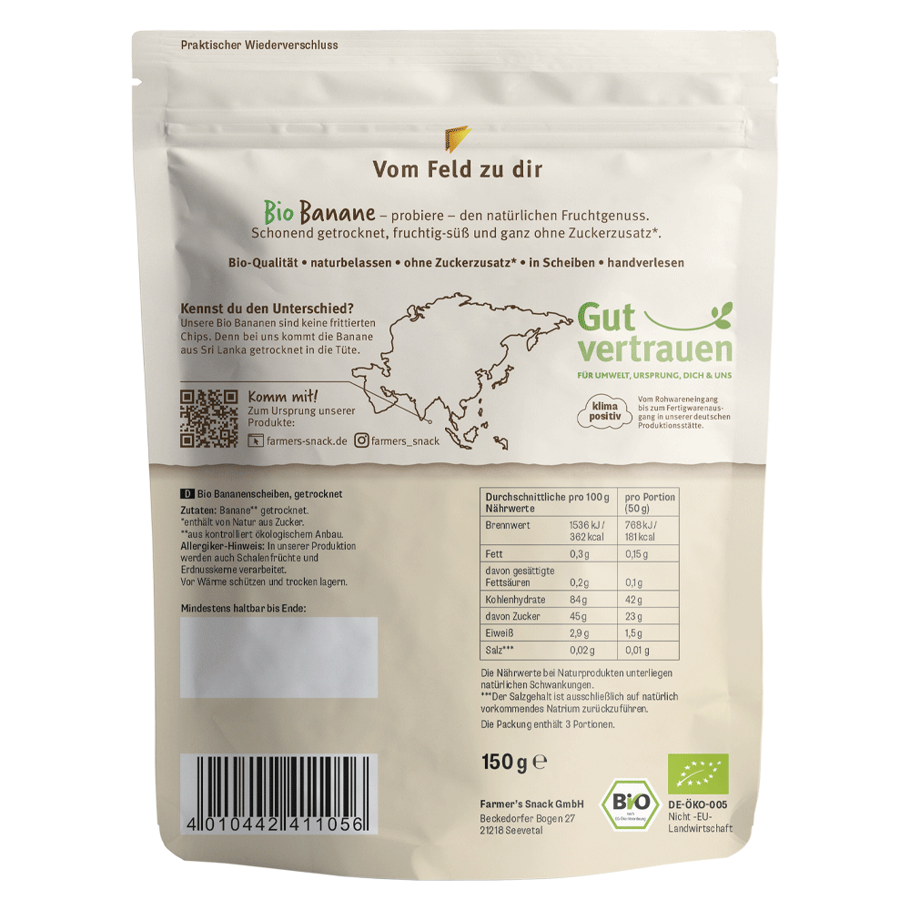 Bild: Farmer's Snack Banane getrocknet in Scheiben