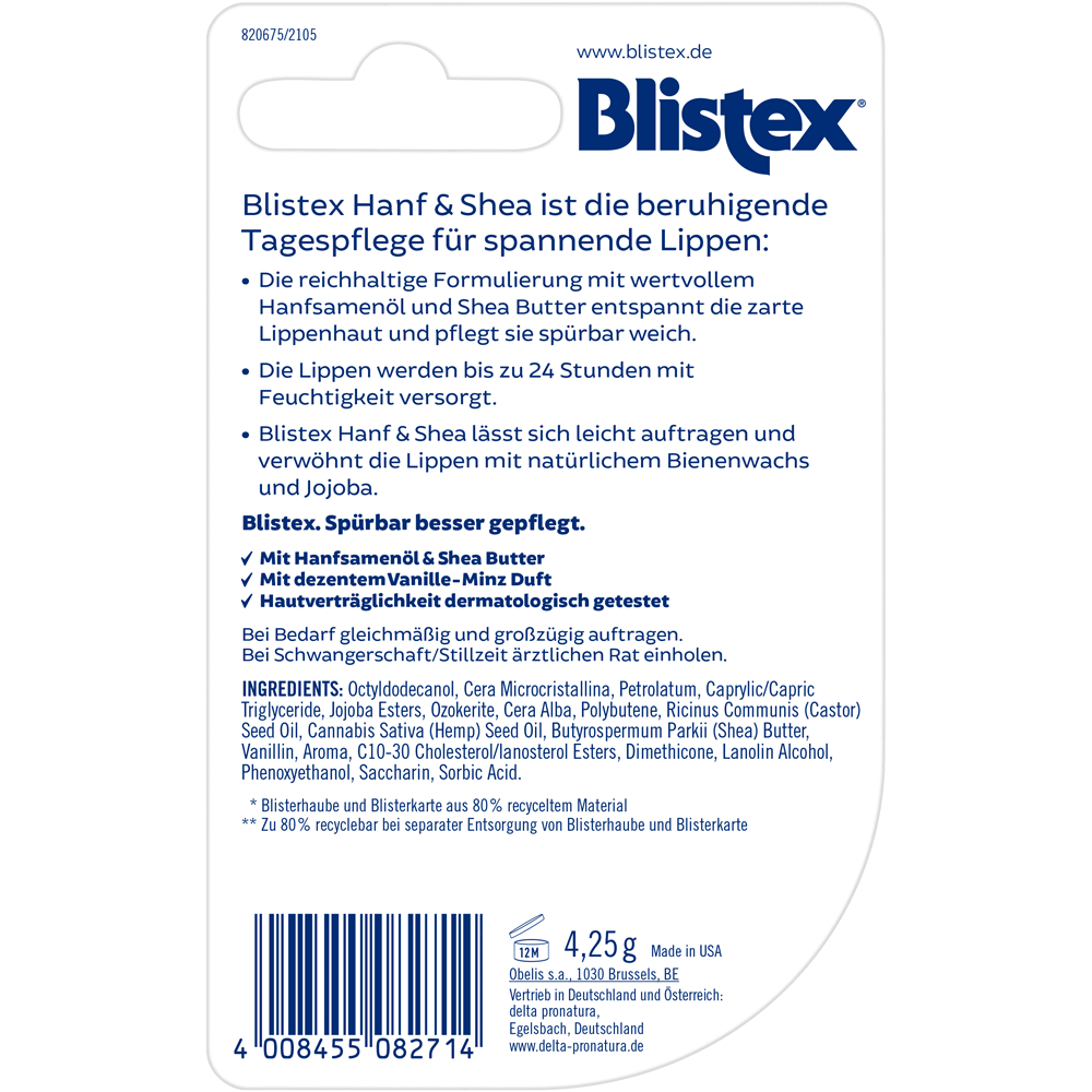Bild: Blistex Lippenpflege Hanf & Shea Hydration