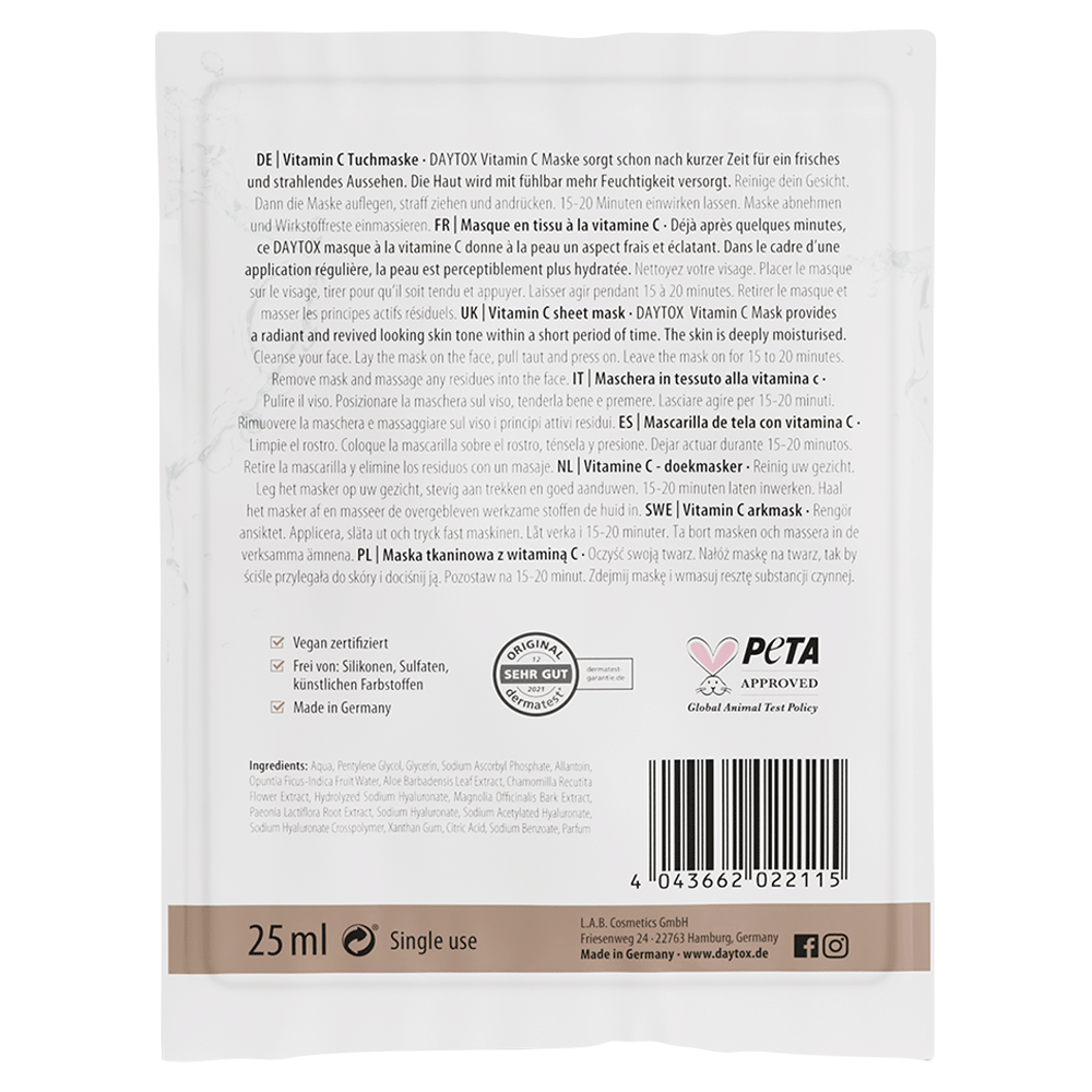 Bild: Daytox Tuchmaske Vitamin C