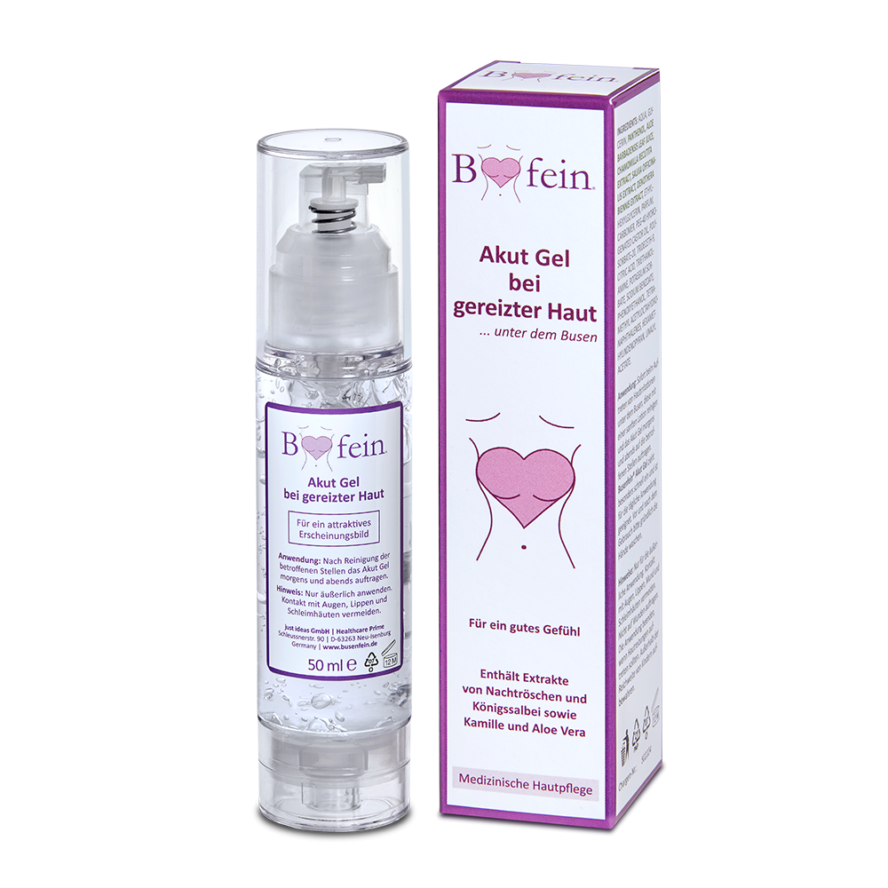 Bild: Busenfein Akut Gel bei gereizter Haut unter dem Busen
