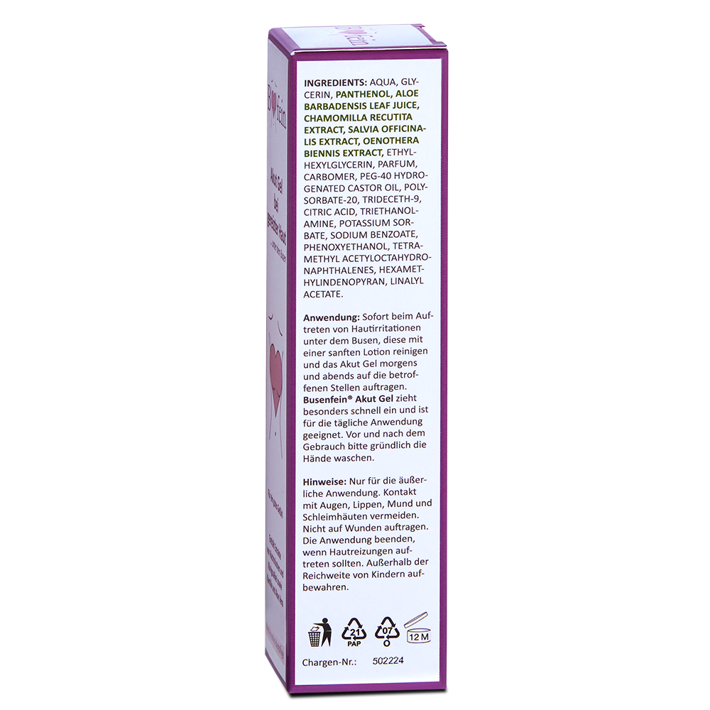 Bild: Busenfein Akut Gel bei gereizter Haut unter dem Busen