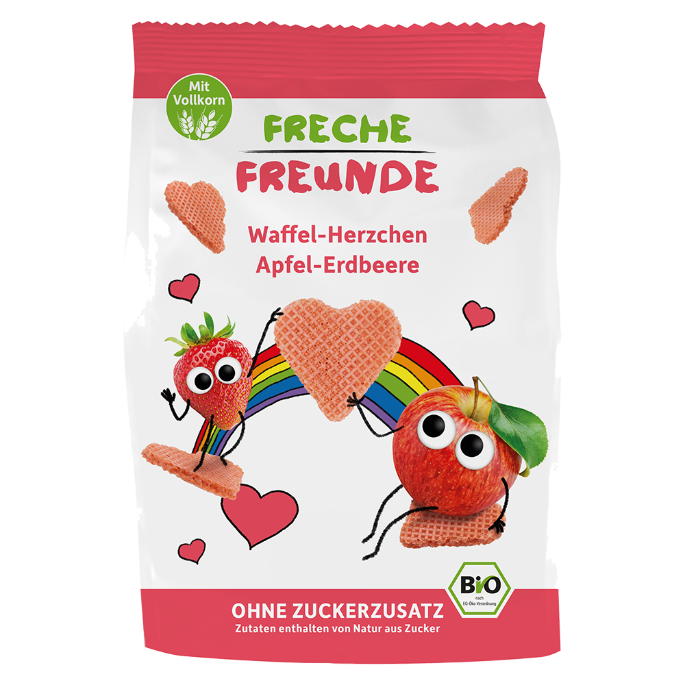 Bild: Freche Freunde Waffel Herzchen Apfel und Erdbeere