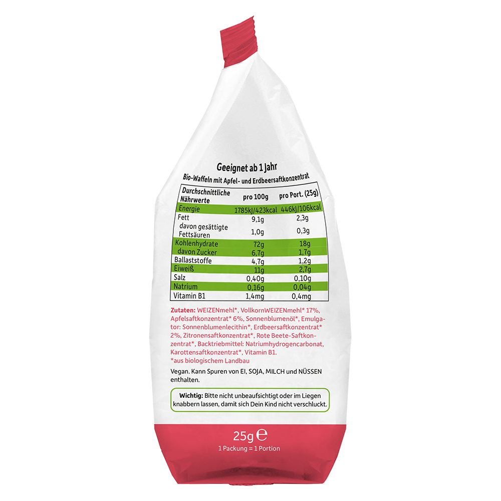 Bild: Freche Freunde Waffel Herzchen Apfel und Erdbeere