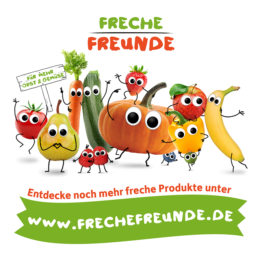 Bild: Freche Freunde Waffel Herzchen Apfel und Erdbeere