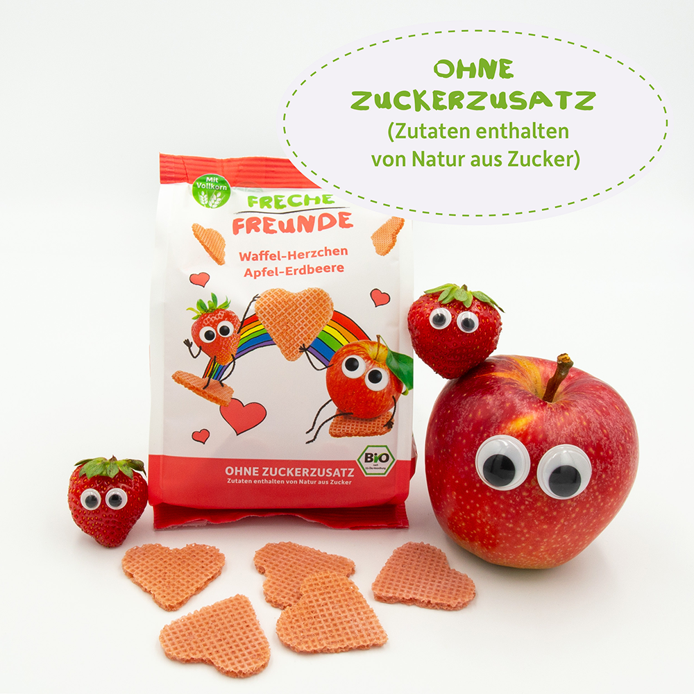 Bild: Freche Freunde Waffel Herzchen Apfel und Erdbeere