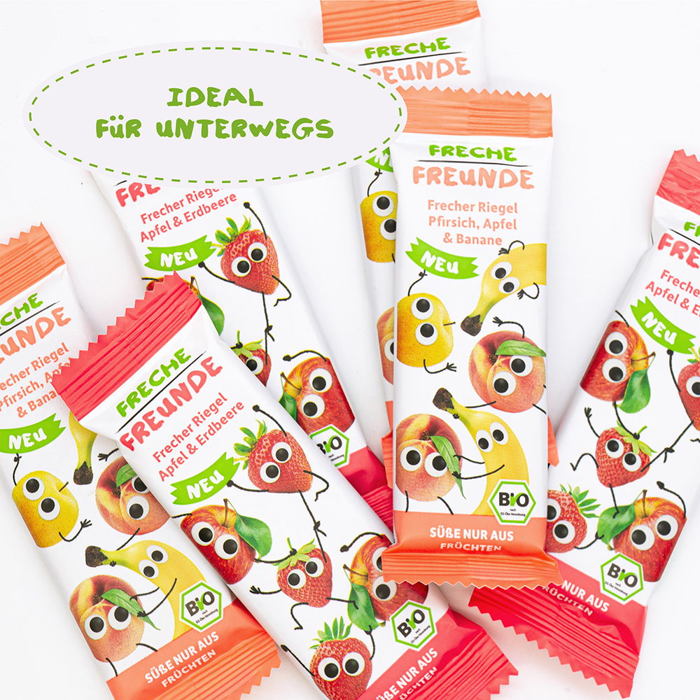 Bild: Freche Freunde Frecher Riegel Apfel und Erdbeere