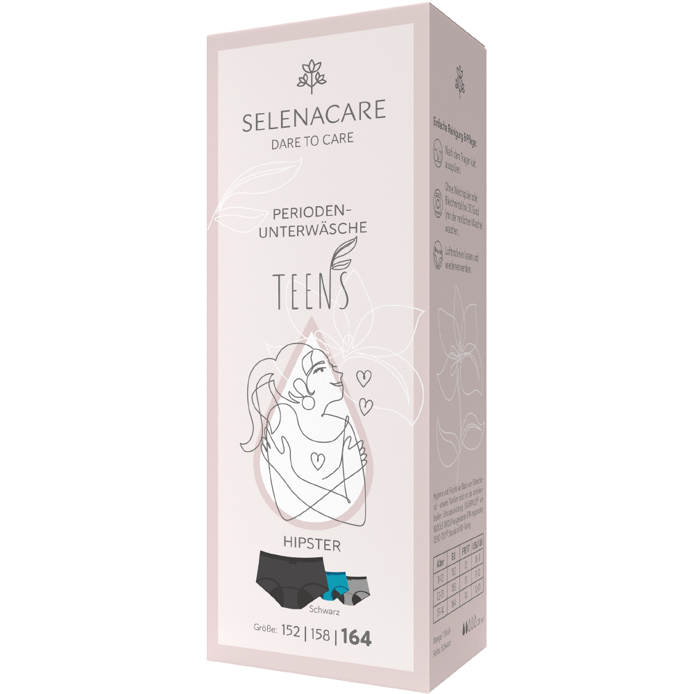Bild: SELENACARE Menstruationswäsche Teens Hipster, Schwarz