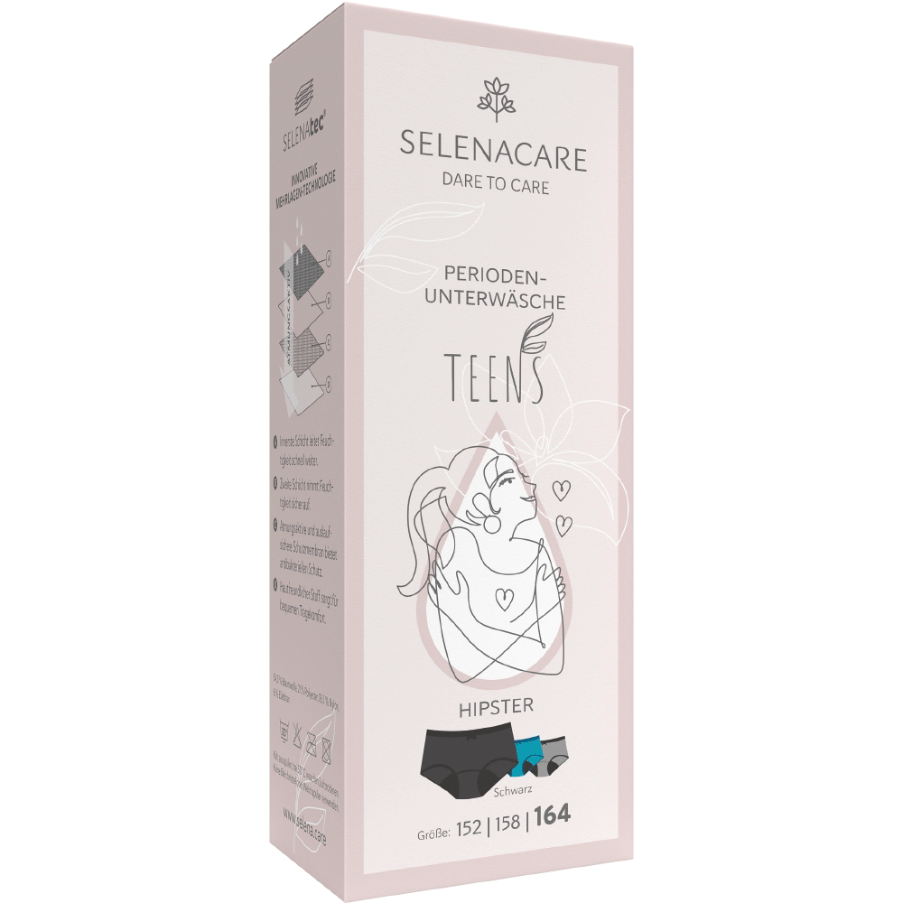 Bild: SELENACARE Menstruationswäsche Teens Hipster, Schwarz