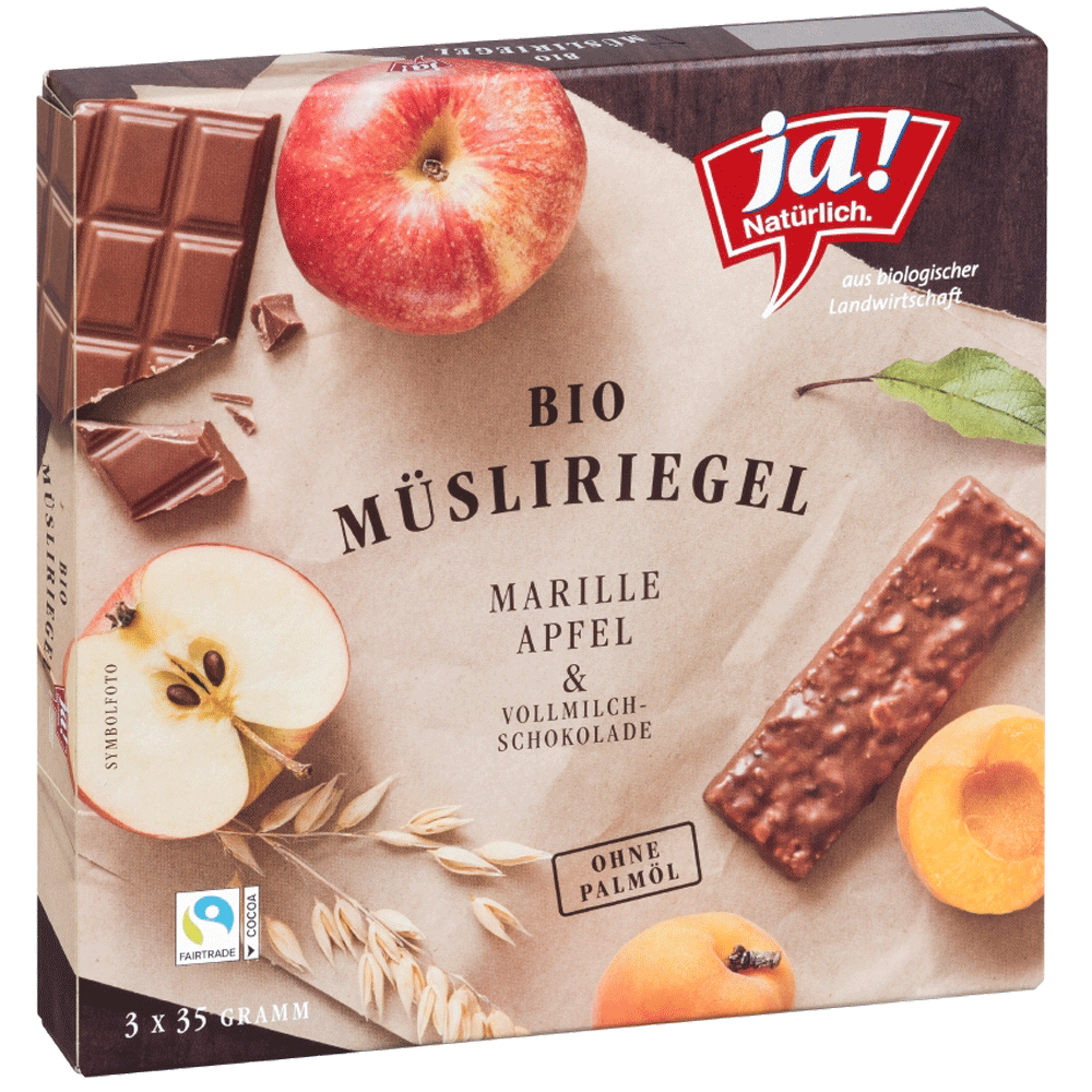 Bild: ja! Natürlich. Früchteriegel mit Schoko