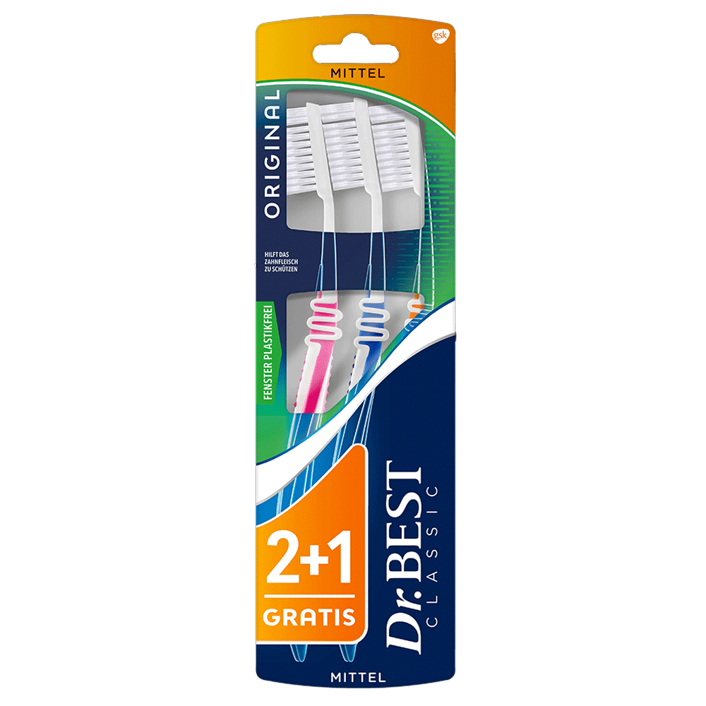 Bild: Dr. BEST Original Zahnbürste 2+1 Mittel