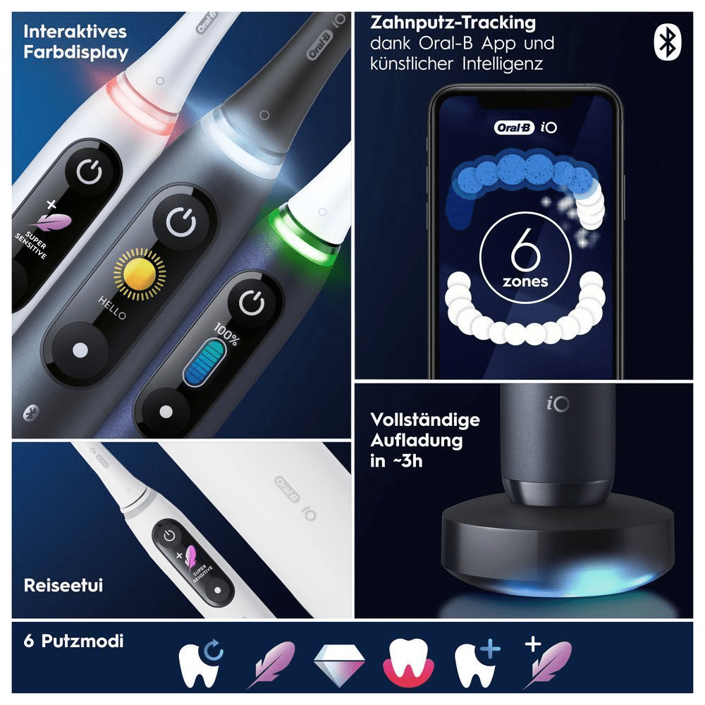 Bild: Oral-B iO 8 Duo Elektrische Zahnbürsten, Black Onyx/White Slabaster 